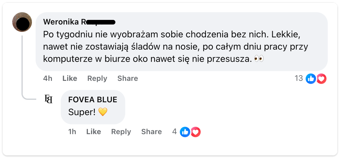 Opinia klientki Magdy o Fovea Blue