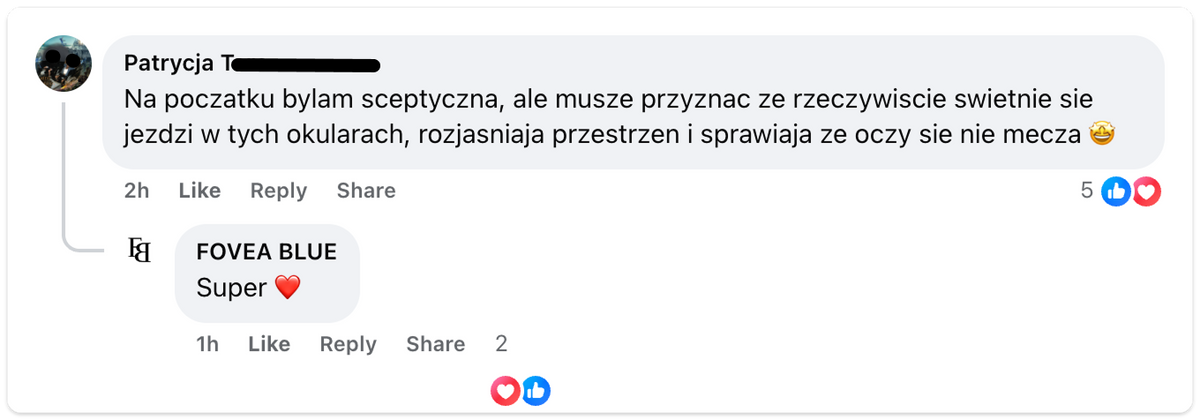 Opinia klientki Magdy o Fovea Blue