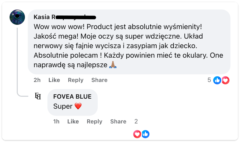 Opinia klientki Magdy o Fovea Blue